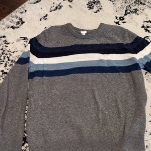 Gap Merino Blend Grey with Ombre Stripes Sweater
